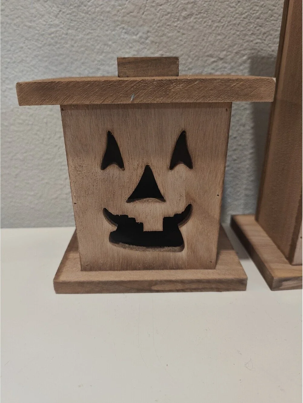 Wooden Jack-O-Lantern Lanterns Set of 2